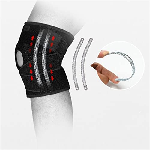 Rodilleras Deportivas Hombres y Fitness Fitness Profesional Anti-Collision Knee Pads Straps Presturized Ballball Rodilleras Actividades Convenientes (Color : Black, Size : One Size)