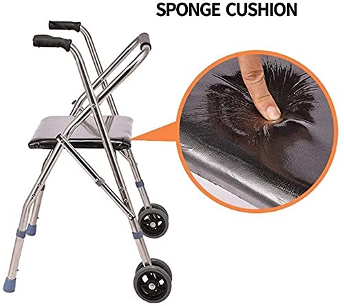 Rollator Walker Mobility Ayuda para caminar para adultos Aleación de aluminio adultos Marco de caminata plegable con Ayuda de Wheeled Walker para Walker Standard Discapacitados para la altura de ancia