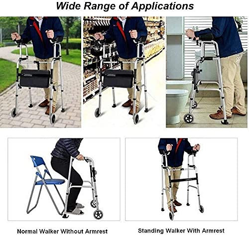 Rollator Walker Mobility Ayuda para caminar para adultos mayores altos con Ruedas de reposabrazos y desmontables, marco de aluminio ligero de altura ajustable para personas pesadas, carga 180kg