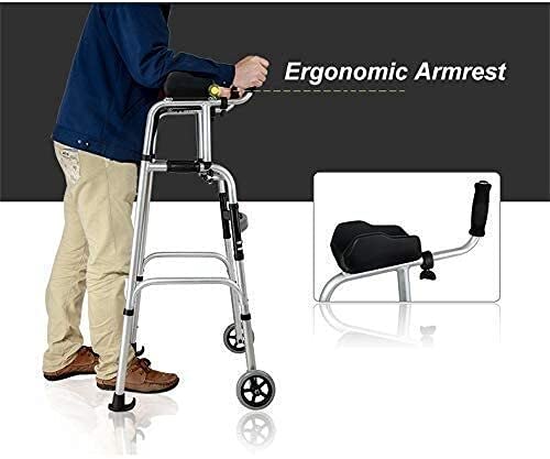 Rollator Walker Mobility Ayuda para caminar para adultos mayores altos con Ruedas de reposabrazos y desmontables, marco de aluminio ligero de altura ajustable para personas pesadas, carga 180kg