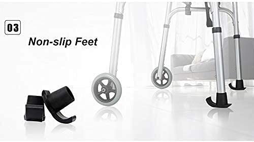 Rollator Walker Mobility Ayuda para caminar para adultos mayores altos con Ruedas de reposabrazos y desmontables, marco de aluminio ligero de altura ajustable para personas pesadas, carga 180kg