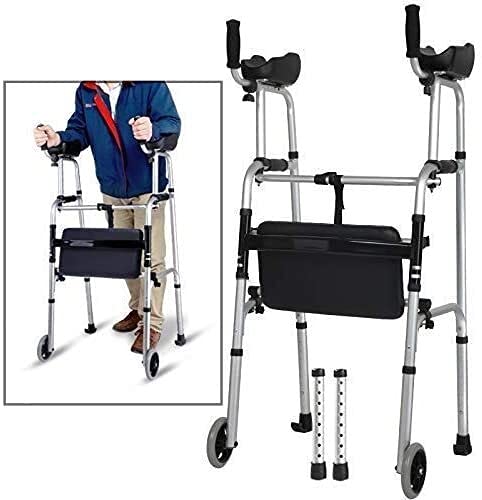 Rollator Walker Mobility Ayuda para caminar para adultos mayores altos con Ruedas de reposabrazos y desmontables, marco de aluminio ligero de altura ajustable para personas pesadas, carga 180kg