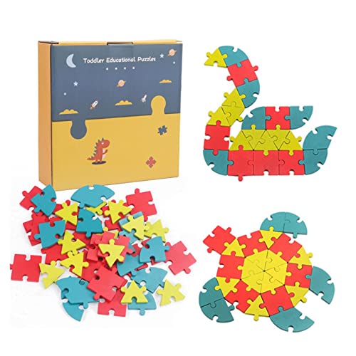 Rompecabezas de formas, juguetes de terapia ocupacional, rompecabezas de animales, rompecabezas de madera, juego de rompecabezas y juguete de inteligencia con 40 piezas de colores vivos y materiales e