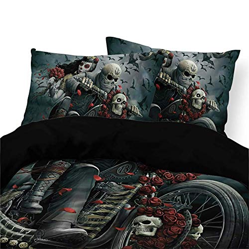 Ropa de Cama Funda nórdica 3D , Juego de Cama de Microfibra de 220 x 240 cm, Funda nórdica de 3 Piezas con Cremallera y 2 Fundas de Almohada 80x 80 Cm Caballero Fantasma 220x 240 cm + 80 x 80 cm
