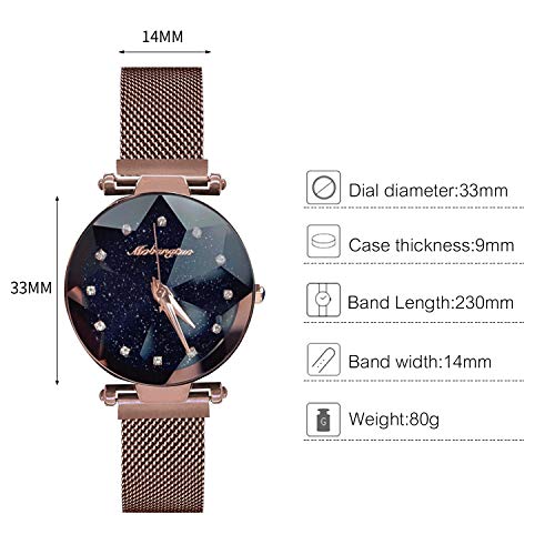 RORIOS Moda Mujer Relojes Impermeable Cuarzo Reloj de Pulsera Diamante Dial Banda de Acero Inoxidable Elegante Vestido Reloj Mujer