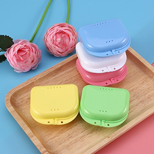 ROSENICE Caja de Baños para Dentadura 5PCS - Cajas para Retenedores para Ortodoncia Dental Protesis Dentadura Postiza Estuche para Retenedores Dentales