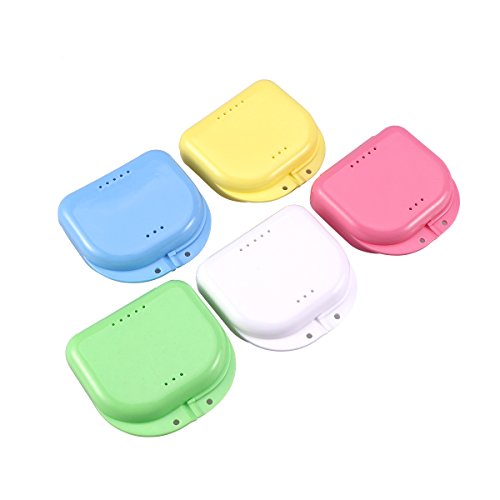ROSENICE Caja de Baños para Dentadura 5PCS - Cajas para Retenedores para Ortodoncia Dental Protesis Dentadura Postiza Estuche para Retenedores Dentales