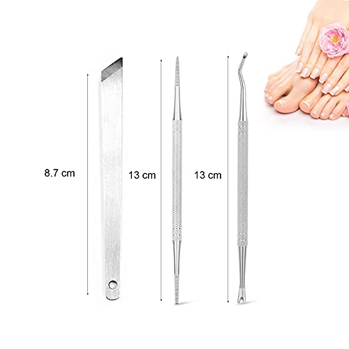 Rpanle Alicates Cortaúñas Profesional 3 en 1,Juego de pedicuras Kit para Uñas Gruesas y Duras Paroniquia Onicomicosis Hongos en Las Uñas Herramientas de Manicura (Plata)