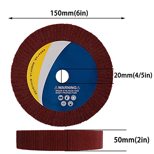 Rueda abrasiva no tejida de 6 pulgadas de la aleta de la rueda de la fibra de nylon para la herramienta rotativa 2 pulgadas de espesor 240 grano rojo