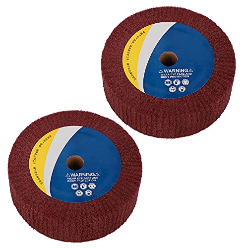 Rueda abrasiva no tejida de 6 pulgadas de la aleta de la rueda de la fibra de nylon para la herramienta rotativa 2 pulgadas de espesor 240 grano rojo