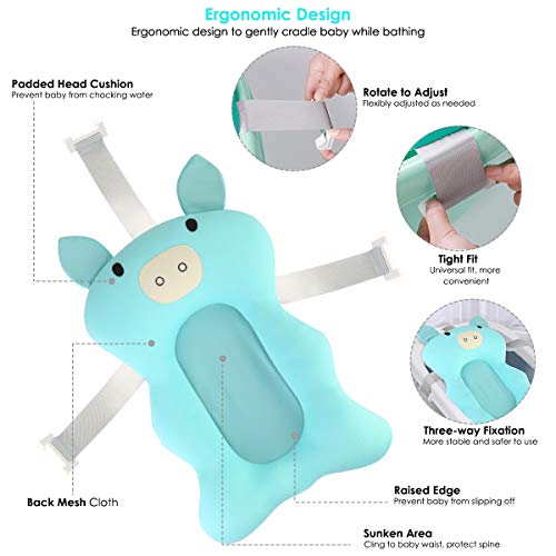 Ruiqas Cojín de Baño de Bebé Cojín de Baño de Bebé Asiento de Bañera de Bebé Almohadilla de Baño Antideslizante para Bebé 0-12M
