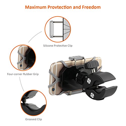 Ryaco Soporte de Móvil Deportiva para Bicicletas y Motos, Anti Vibración Soporte Móvil Bicicleta Universal con 360 Rotación para iPhone, Samsung Galaxy, LG, HTC, Motorola, GPS y Otros Dispositivos