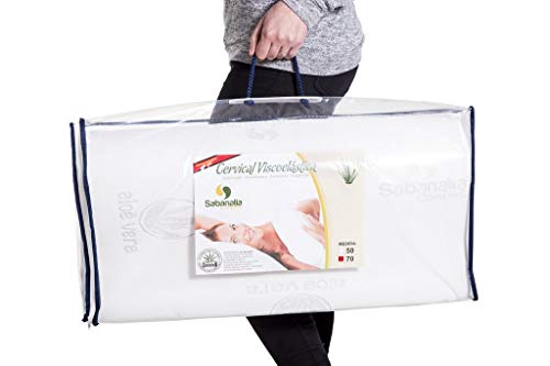 SABANALIA - Almohada Cervical Viscoelastica Aloe Vera (Disponible en Varias Medidas) - 70x33x11
