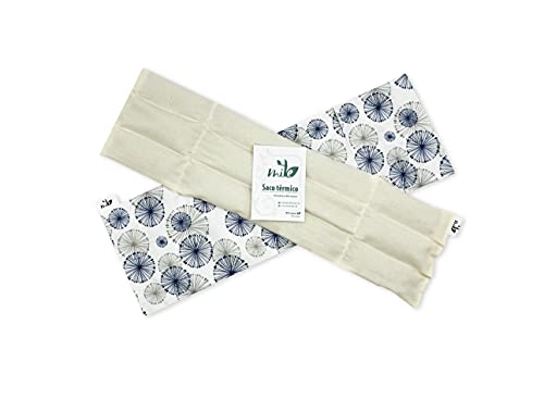 Saco térmico Mandala de semillas y hierbas con funda lavable (50cm x 16cm) Lavanda – MITE (Marino)