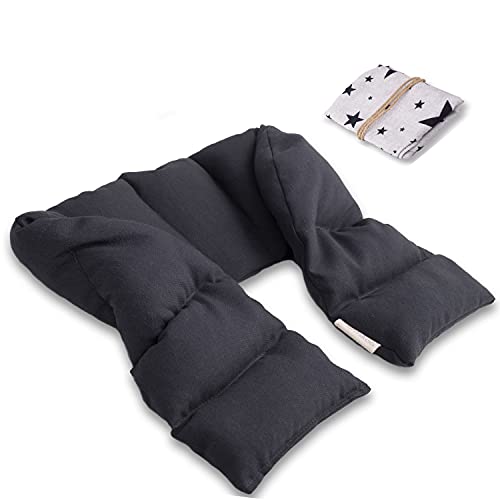 Saco Térmico Semillas - Saco Semillas Microondas Grande (80 x 15 cm) para Rodear Todo el Cuello y Calmar Eficazmente el Dolor Cervical - Calor Cervical con Olor a Lavanda y Romero (Thermikoa)