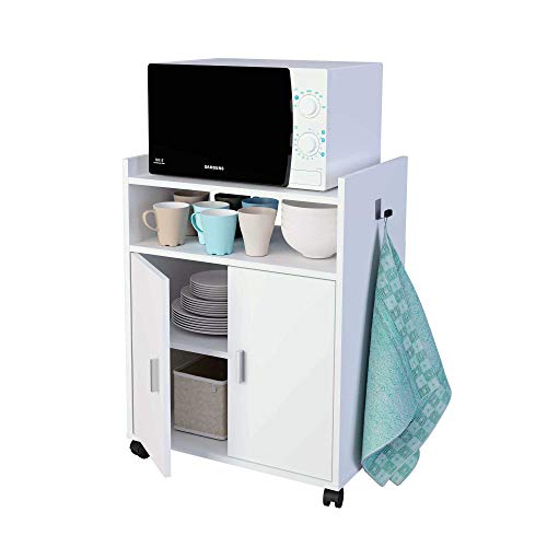 Samblo Senchi - Carro multiusos de cocina de melamina, Blanco, 79 x 60 x 40 cm