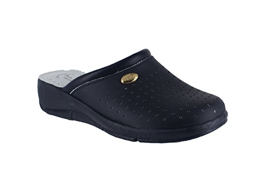 San Malo - Zuecos para mujer (piel), color Azul, talla 42