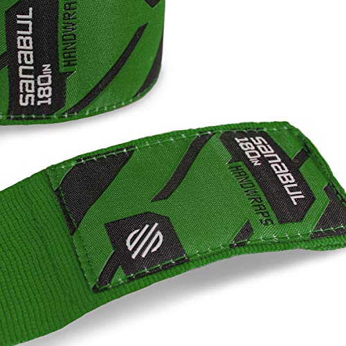 Sanabul Vendas Elásticas Profesionales De 450cm para Boxeo, Kickboxing, Muay Thai, MMA (Verde Forrest, 450cm)