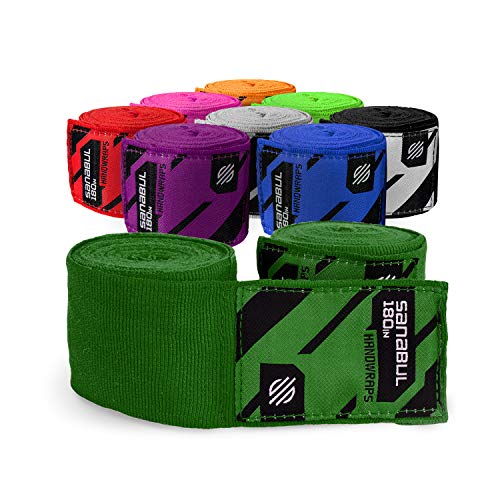 Sanabul Vendas Elásticas Profesionales De 450cm para Boxeo, Kickboxing, Muay Thai, MMA (Verde Forrest, 450cm)