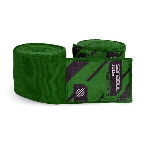 Sanabul Vendas Elásticas Profesionales De 450cm para Boxeo, Kickboxing, Muay Thai, MMA (Verde Forrest, 450cm)
