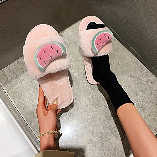 Sandalias para mujer, elegantes, de piel, dulces, de algodón, con caricatura plana, para la venta de fruta, sandalias planas ortopédicas