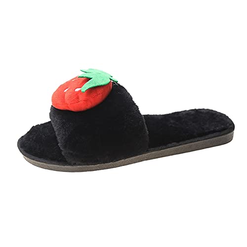 Sandalias para mujer, elegantes, de piel, dulces, de algodón, con caricatura plana, para la venta de fruta, sandalias planas ortopédicas