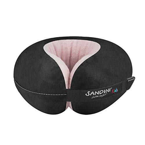 SANDINI TravelFix Kids Size – Almohada de Viaje Premium con Cierre/Almohada Cervical con función de Soporte ergonómico – Bolsa de Transporte con Clip de fijación Gratuita