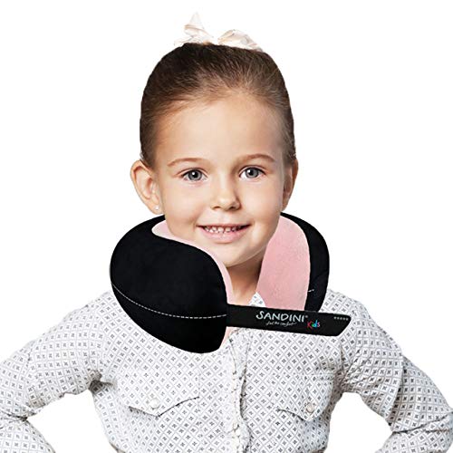 SANDINI TravelFix Kids Size – Almohada de Viaje Premium con Cierre/Almohada Cervical con función de Soporte ergonómico – Bolsa de Transporte con Clip de fijación Gratuita