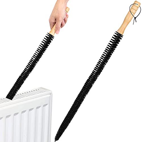 Sanggi Cepillo de radiador, mango largo y cepillo flexible del radiador, utilizado para limpiar el radiador radiador largo suave cepillo limpiador mango de madera