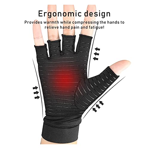 Sanzjwyl Hombres Mujeres Medio Dedo Ciclismo Guantes de Compresión Fitness Rehabilitación Formación Artritis Presión Guantes (Color : XL+)
