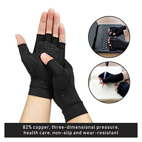 Sanzjwyl Hombres Mujeres Medio Dedo Ciclismo Guantes de Compresión Fitness Rehabilitación Formación Artritis Presión Guantes (Color : XL+)