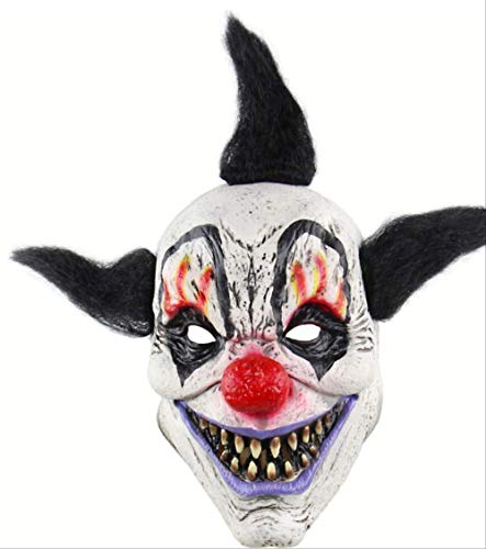 Scary Demon Latax Mask, Black Hair Flame Wizard Clown Mask, Horror Adult Ghost Full Face Party Mask, para Accesorios De Halloween