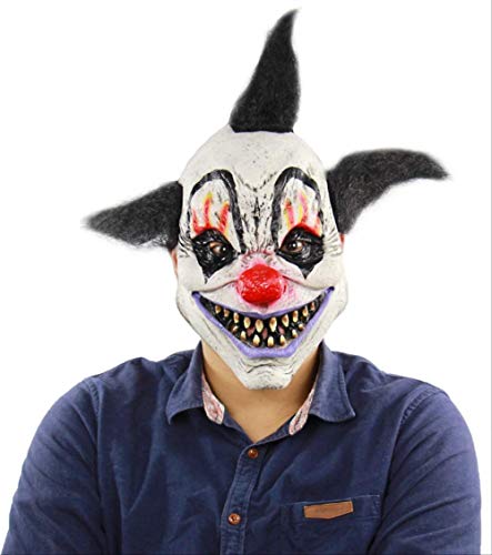 Scary Demon Latax Mask, Black Hair Flame Wizard Clown Mask, Horror Adult Ghost Full Face Party Mask, para Accesorios De Halloween