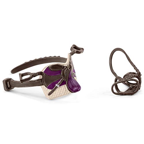 Schleich- Colección Horse Club Set de Silla y Cabezada Lisa & Storm, Color surtido, 9 cm (1)