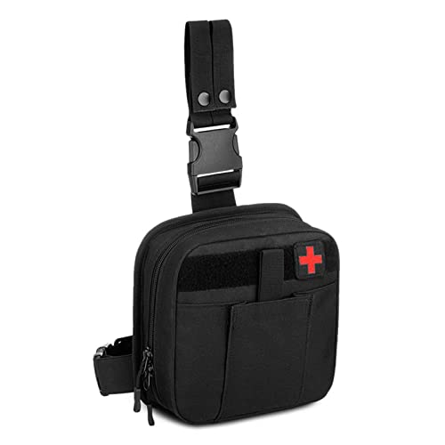 Selighting Bolsa de Pierna Tactica Hombre Bolso de Cintura Ejército Militar Riñonera de Gran Capacidad Cinturón Bolsa MOLLE Médico (Negro)
