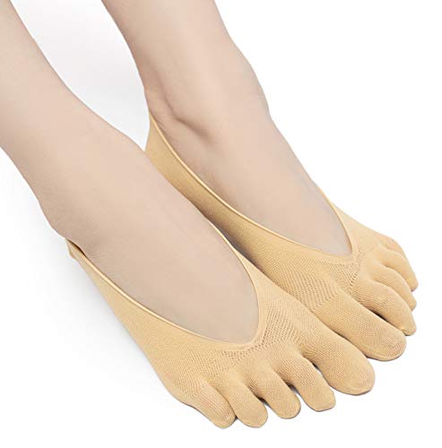 SendYouShine Mujer Respirable Calcetines del dedo del pie Compresión Calcetines Forro de Corte Ultra Bajo Antideslizante con lengüeta de gel Calcetines para correr yoga Ortopédicos Calcetines 36-42