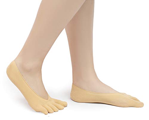SendYouShine Mujer Respirable Calcetines del dedo del pie Compresión Calcetines Forro de Corte Ultra Bajo Antideslizante con lengüeta de gel Calcetines para correr yoga Ortopédicos Calcetines 36-42