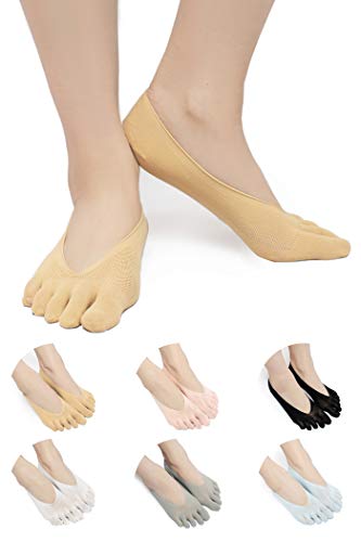 SendYouShine Mujer Respirable Calcetines del dedo del pie Compresión Calcetines Forro de Corte Ultra Bajo Antideslizante con lengüeta de gel Calcetines para correr yoga Ortopédicos Calcetines 36-42
