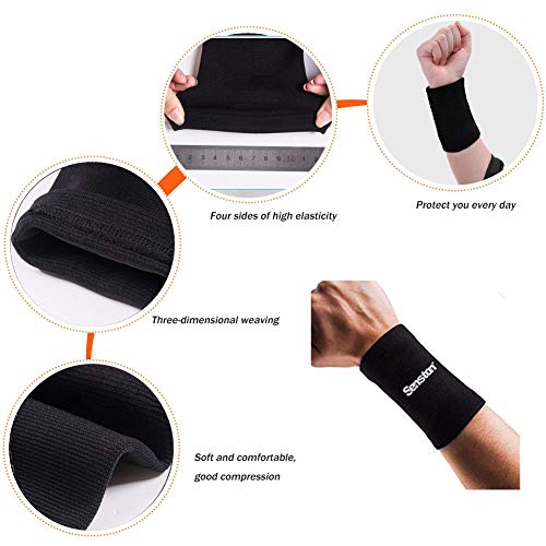 Senston Muñequeras de Compresión 2 Piezas Deportes Banda Munequera Baloncesto Munequeras Tenis Wrist Wraps para Bádminton,Gimnasio,Ciclismo, Voleibol, Fútbol, Capacidad de absorción Ligera