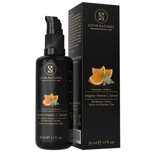 Serum de Vitamina C orgánico con Acido Hialuronico - 100ml - Doble Complejo 30% Vitamina C, E, Aloe Vera - Vegano de Alta Calidad - Serum Facial Hecho en Alemania - Satin Naturel