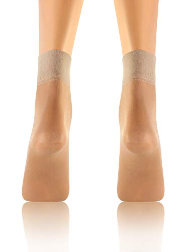 Sesto Senso Tobilleros Calcetines Medias Cortas Mujer 15 DEN Transparantes 4 Pares Naturale 2x2pack