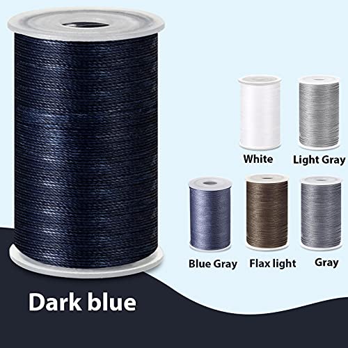 Set de Hilo Encerado Fuerte de Alta Resistencia de 6 Colores de Costura de Tapicería con Agujas de Costura a Mano para Manualidades (Blanco, Gris, Marrón, Gris Claro, Azul Gris, Azul Oscuro)