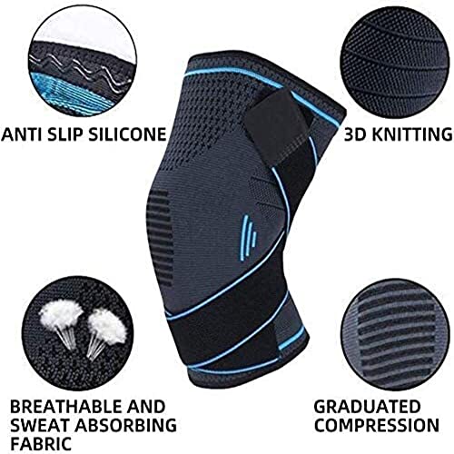 sets Ortesis de Rodilla Ajustable con una Rodilla,Utilizada para Artritis LCA y desgarro de menisco,Adecuada para Rodilleras Deportivas para Hombres y Mujeres (Size : Blue-L)