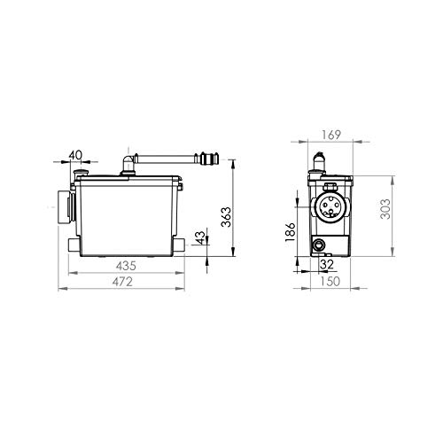 SFA 0017UP - Bomba de elevación SanipACK Pro UP | es el único triturador que se acopla completamente en una pared y en el interior de todos los edificios de soporte comercial, color blanco