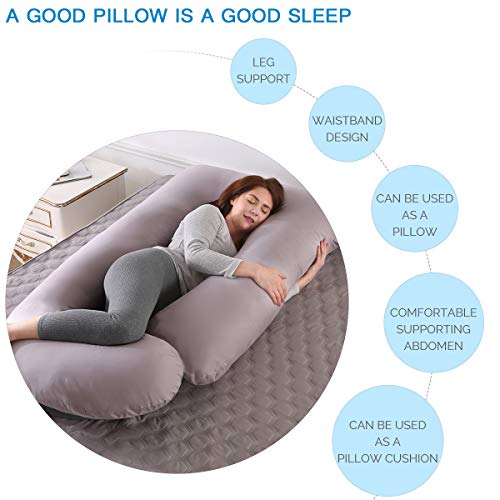 SHANNA Almohada de Embarazo,Almohada de Apoyo para Maternidad, Almohada de Cuerpo Completo, Apoyo Mejorado en Forma de G para Espalda,Caderas,piernas,Vientre Mujeres Embarazadas (Gris Claro)