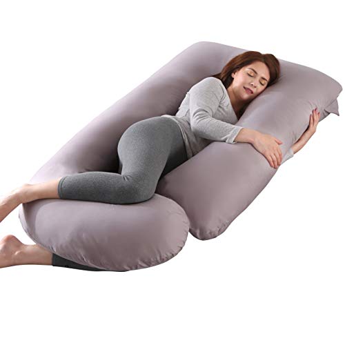 SHANNA Almohada de Embarazo,Almohada de Apoyo para Maternidad, Almohada de Cuerpo Completo, Apoyo Mejorado en Forma de G para Espalda,Caderas,piernas,Vientre Mujeres Embarazadas (Gris Claro)