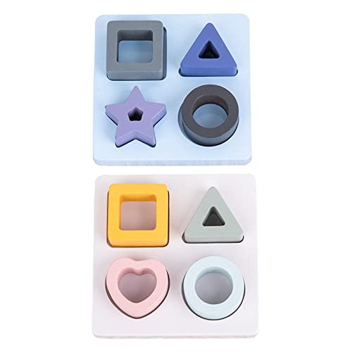 Sharplace Formas geométricas Juguetes de Colores Tablero apilador Bloques de Madera Juego de combinación Tablero sensorial cognitivo de Color Desarrollo