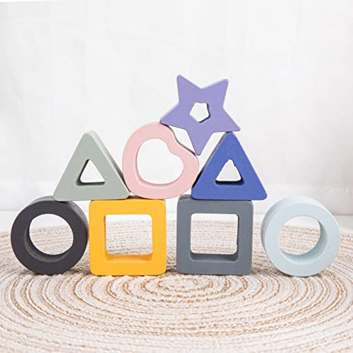 Sharplace Formas geométricas Juguetes de Colores Tablero apilador Bloques de Madera Juego de combinación Tablero sensorial cognitivo de Color Desarrollo