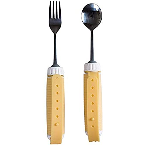 SHENXIAOMING Kit De Tenedor Y Cuchara Fácil De Sostener - Ayudas para Comer Giratorias 360 ° - Utensilio Adaptable para Ancianos, Parkinson, Artritis, Accidente Cerebrovascular Y Agarre Débil