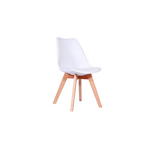 SHIITO - Pack de 4 sillas de Comedor en Color Blanco y con Patas de Haya, Modelo Otto THCD124. Diseño Sencillo y Elegante